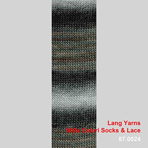 Lang Yarns Mille Colori Socks & Lace – Color: gris/antracita/olvie (0024) – 100 g/aprox. 400 m lana