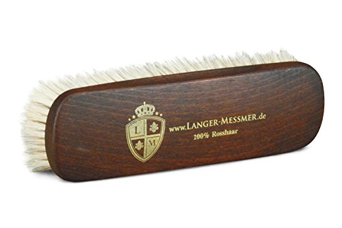 Langer & Messmer Exclusivo cepillo lustrador hecho de crin blanco - el cepillo para zapatos para el cuidado profesional de los zapatos