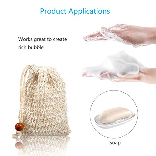 Lanmok - Jaboneras de viaje, 2 unidades, impermeables, de plástico, portátil, con 2 bolsas de jabón de sisal natural con cordón, para viajes, senderismo, camping, casa o baño