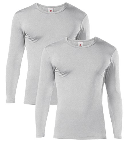 LAPASA Camiseta Térmica Manga Larga para Hombre Pack de 2/Pack de 1 -Brushed Back Fabric Technique- M09/M55 (S, M09-LIGERO: Gris X2)
