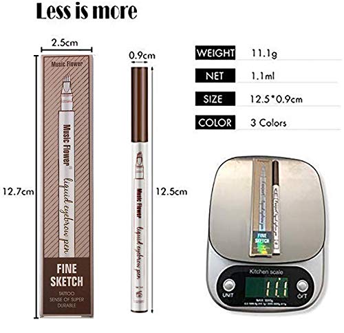 Lapiz de Cejas Waterproof, Tattoo Eyebrow Pen con Cuatro 4 puntas Duraderas Brow Gel Para Maquillaje de Ojos
