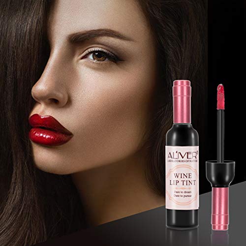 Lápiz labial líquido de 6 colores vino, Lady Long Lasting Make Up Mate Brillo de labios, Impermeable, Brillo, Tinte de labios Las mejores ideas de regalos de Navidad para novias, Mujeres, Mamá