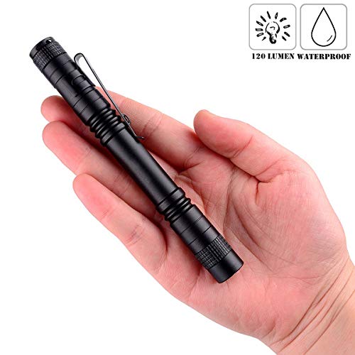 Lápiz LED Antorcha Mini linterna Clip de bolsillo súper pequeño Impermeable Alimentado por batería AAA (no incluida) Fácil de llevar Equipo al aire libre para senderismo, camping, caza, pesca