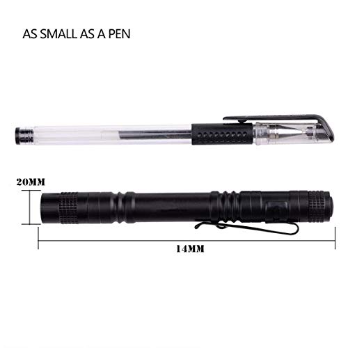 Lápiz LED Antorcha Mini linterna Clip de bolsillo súper pequeño Impermeable Alimentado por batería AAA (no incluida) Fácil de llevar Equipo al aire libre para senderismo, camping, caza, pesca