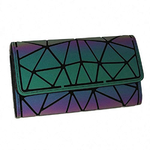Las mujeres de la cartera bolsos geométricos luminosos bolso de cuero de la PU monederos fragmento celosía ecológico holográfico monedero señoras carteras