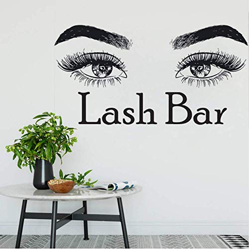 Lash Bar Etiqueta De La Pared Microblading Maquillaje Arte De La Pared Mural Pestañas Maquillaje Cita Pegatinas De Pared Salón De Belleza Diseño Decoración 82 * 42Cm