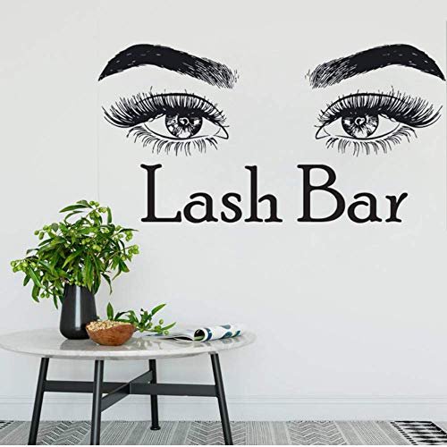 Lash Bar Etiqueta De La Pared Microblading Maquillaje Arte De La Pared Mural Pestañas Maquillaje Cita Pegatinas De Pared Salón De Belleza Diseño Decoración 82 * 42Cm