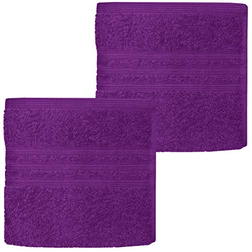 Lashuma London toallas de rizo 50x100 cm, 2 piezas de toallas morado, toallas de mano algodón suave