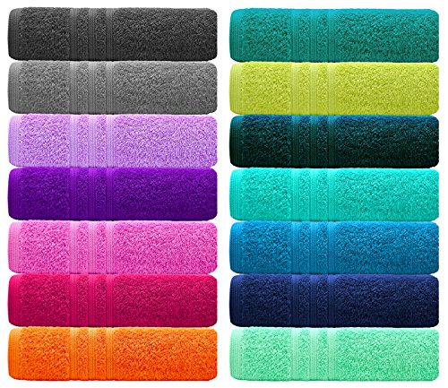 Lashuma London toallas de rizo 50x100 cm, 2 piezas de toallas morado, toallas de mano algodón suave