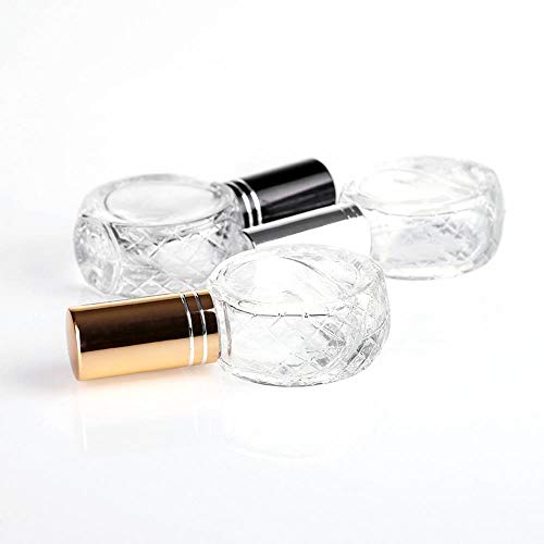 LASISZ El evaporador atomizador de Botella de Perfume de Vidrio vacío Transparente se Puede llenar con Spray de Perfume portátil de Viaje, Dorado, 10 ml