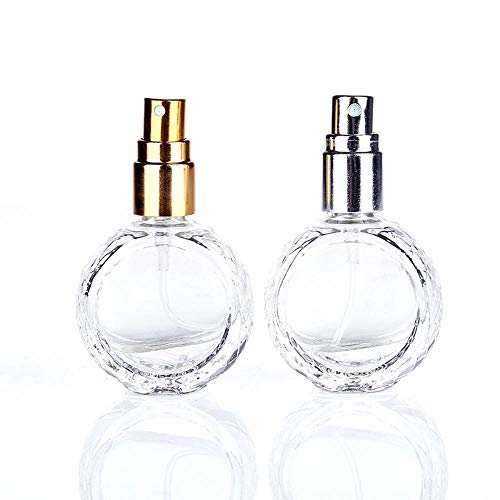 LASISZ El evaporador atomizador de Botella de Perfume de Vidrio vacío Transparente se Puede llenar con Spray de Perfume portátil de Viaje, Dorado, 10 ml