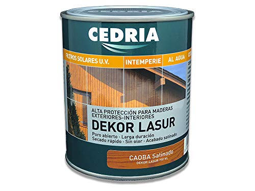 Lasur protector madera exterior al agua Cedria Dekor Lasur 750 ml (Caoba)
