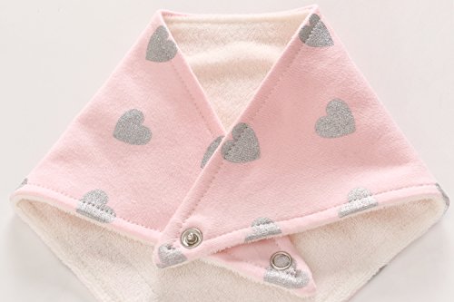LAT 3pcs Baberos Bebe Bandana 100% Algodón, con Broches Ajustables,Baberos Bebe para Recién Nacidos,Rosa
