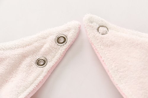 LAT 3pcs Baberos Bebe Bandana 100% Algodón, con Broches Ajustables,Baberos Bebe para Recién Nacidos,Rosa