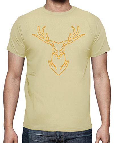 latostadora - Camiseta Caza del Ciervo para Hombre Crema L