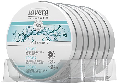 lavera Basis Sensitiv Crema Hidratante - Manteca de karité bio - vegano - cosméticos naturales 100% certificados - cuidado de la piel - 4 Recipientes de 150 ml