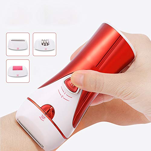 Layla Beauty Store 3 en 1 Recargable Mujeres Electric Lady Depiladora Máquina Removedor de Callos Afeitar el Pelo de La Depilación,Red,17 * 6 * 22cm