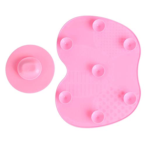 LEADSTAR Limpiador de Brochas, 2 Pcs Limpieza Cosmético Cepillo Limpieza de Silicona, Estera de Cepillo de Limpieza para Maquillaje Cepillos y Maquillaje (Rosado)