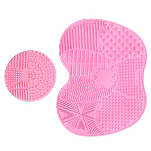 LEADSTAR Limpiador de Brochas, 2 Pcs Limpieza Cosmético Cepillo Limpieza de Silicona, Estera de Cepillo de Limpieza para Maquillaje Cepillos y Maquillaje (Rosado)