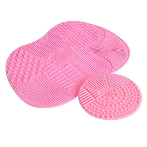 LEADSTAR Limpiador de Brochas, 2 Pcs Limpieza Cosmético Cepillo Limpieza de Silicona, Estera de Cepillo de Limpieza para Maquillaje Cepillos y Maquillaje (Rosado)
