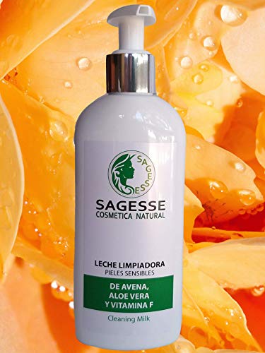 LECHE LIMPIADORA PIELES SENSIBLES DE AVENA, ALOE VERA Y VITAMINA F. BIO, NATURAL Y VEGANA 200ML. DE SAGESSE COSMETICA NATURAL