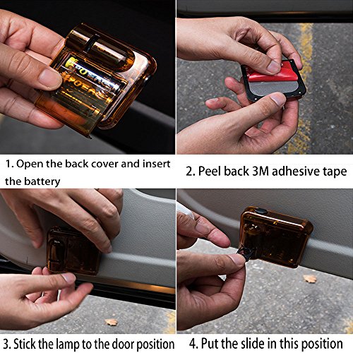 LED Luz del Proyector del Coche, 4 piezas Puerta del Coche Bienvenido Cráneo Luz del Patrón Sombra, Universal Sensor Magnético Inalámbrico Shadow Logo Luz para Puerta del Coche (bat)
