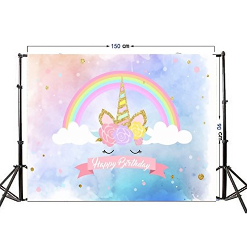 LEDMOMO 3D Fondo de Foto de Unicorn Fondo de Pared Apoyos de Pared Decoraciones para Tomar Fotos 90x150cm