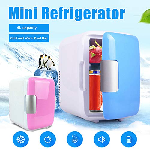 lefeindgdi Mini nevera para coche, mini 4L de refrigeración para el coche, refrigerador de calentamiento, portátil cosmético de maquillaje de doble uso para el hogar y el coche