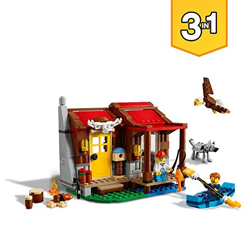 LEGO Creator - Cabaña, Juguete 3 en 1 Creativo de Construcción para Niños y Niñas a Partir de 7 Años con Piragua, Figuras de Perro, Águila y Minifiguras (31098) , color/modelo surtido