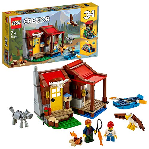 LEGO Creator - Cabaña, Juguete 3 en 1 Creativo de Construcción para Niños y Niñas a Partir de 7 Años con Piragua, Figuras de Perro, Águila y Minifiguras (31098) , color/modelo surtido