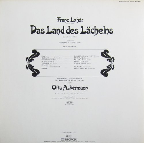 Lehar: Das Land des Lächelns (Gesamtaufnahme: London 1953) [Vinyl Doppel-LP] [Schallplatte]