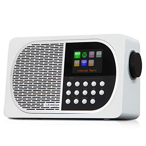 LEMEGA M2+ 7W Portable Internet Dab+ & FM Digital Radio with Wi-Fi, Bluetooth, USB, Aux & TFT Colour Display –Blanco Satinado