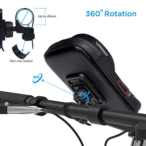 LEMEGO Bolsa Bicicleta Manillar para Ciclista Ciclismo, Bolso de Bici Impermeables Soporte Móvil teléfono para teléfonos móviles Inferior de 6 Inches (Rojo)