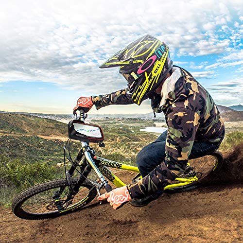 LEMEGO Bolsa Bicicleta Manillar para Ciclista Ciclismo, Bolso de Bici Impermeables Soporte Móvil teléfono para teléfonos móviles Inferior de 6 Inches (Rojo)