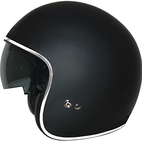 Leopard LEO-601 Casco Moto Jet Abierto con Interior Visera Mujer y Hombre Negro Mate M (57-58cm) para Motocicleta Ciclomotor y Scooter Bicicleta ECE Homologado