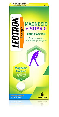 LEOTRON Magnesio y Potasio - 30 Comprimidos - Complemento alimenticio con magnesio, potasio, vitaminas B1, B6 y C, con edulcorantes, Agradable sabor a naranja (1835260)