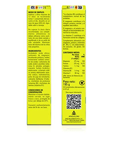 LEOTRON Magnesio y Potasio - 30 Comprimidos - Complemento alimenticio con magnesio, potasio, vitaminas B1, B6 y C, con edulcorantes, Agradable sabor a naranja (1835260)