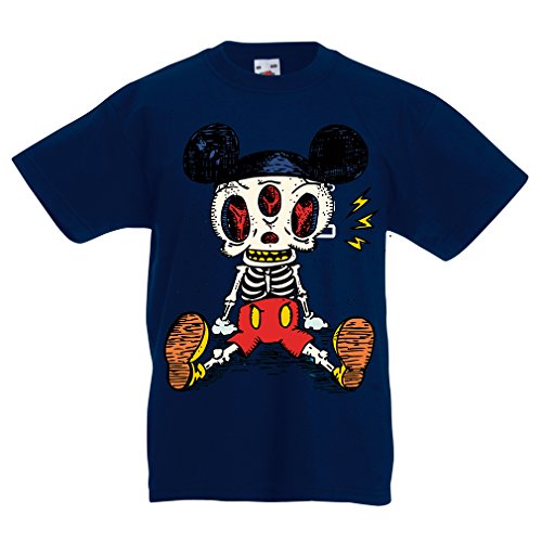 lepni.me Camisas para niños Esqueleto de un ratón (7-8 Years Azul Oscuro Multicolor)