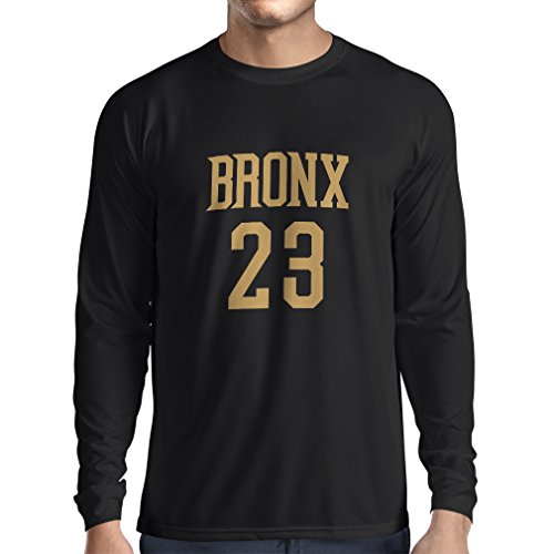 lepni.me Camiseta de Manga Larga para Hombre Bronx 23 Freestyle, Nueva York, Ropa Deportiva de Moda (Small Negro Oro)