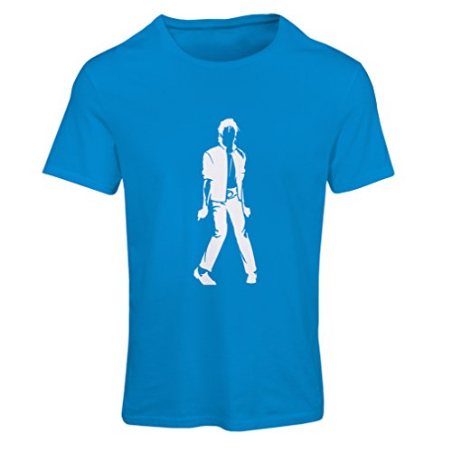 lepni.me Camiseta Mujer Me Encanta M J - Rey del Pop, 80s, 90s Músicamente Camisa, Ropa de Fiesta (Large Azul Blanco)