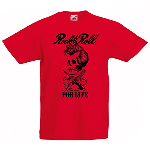 lepni.me Camiseta para Niño/Niña Rock and Roll For Life - 1960s, 1970s, 1980s - Banda de Rock Vintage - Musicalmente - Vestimenta de Concierto (14-15 Years Rojo Multicolor)
