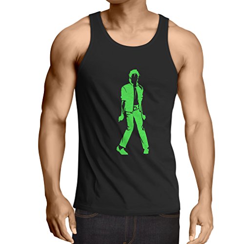 lepni.me Camisetas de Tirantes para Hombre Me Encanta M J - Rey del Pop, 80s, 90s Músicamente Camisa, Ropa de Fiesta (XX-Large Negro Verde)