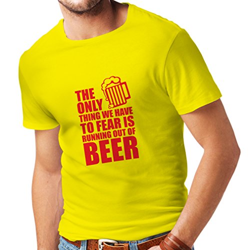 lepni.me Camisetas Hombre Tener Miedo de no Tener una Cerveza - para la Fiesta, Bebiendo Camisetas (XX-Large Amarillo Rojo)
