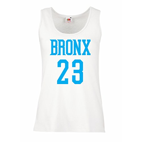 lepni.me Camisetas sin Mangas para Mujer Bronx 23 Freestyle, Nueva York, Ropa Deportiva de Moda (Small Blanco Azul)