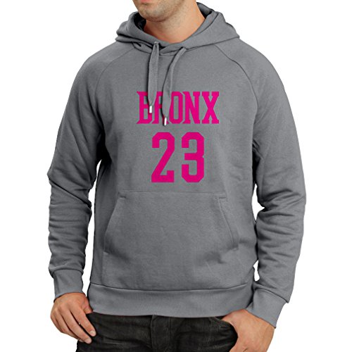lepni.me Sudadera con Capucha Bronx 23 Freestyle, Nueva York, Ropa Deportiva de Moda (Medium Grafito Magenta)
