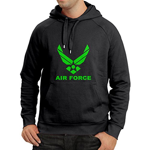 lepni.me Sudadera con Capucha United States Air Force (USAF) - U. S. Army, USA Armed Forces (X-Large Negro Verde)