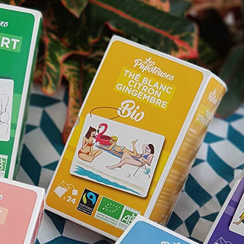 Les Papoteuses | Té blanco con limón y jengibre orgánico | certificado orgánico y comercio justo | Té orgánico 24 sobres | lote de 3 cajas