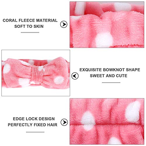 Leslady 8 Paquetes Diadema Maquillaje con lazo para mujeres Chica Rayas Elástico Coral Bandas para el cabello para maquillaje felpa Lavado de cara Ducha Diadema