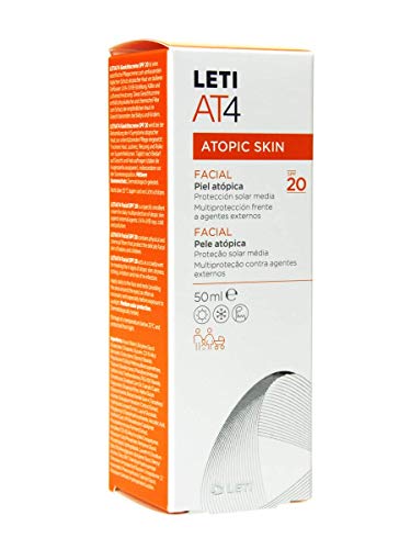Leti At-4 Facial Crema Emoliente SPF20 Piel Atópica y Seca, 50ml