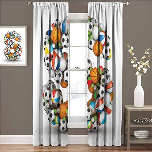 Letra S All Season Aislamiento Niños Niños Niños Diseño Deportes Partido Competición Niños Capital S Iniciales Nombre Impresión Reducción de Ruido Cortina Panel Salón W63 x L84 pulgadas Multicolor